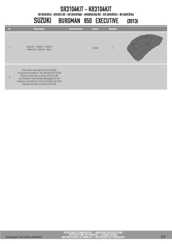 GIVI SR3104KIT Uzupełniający zestaw montażowy instrukcja 1