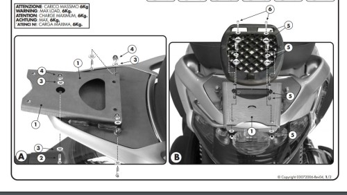 stelaż kufra centralnego givi e344