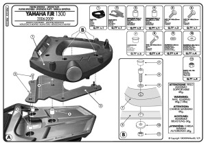 Kappa K228M Stelaż kufra centralnego Yamaha FJR 1300 (06-20) MONOLOCK