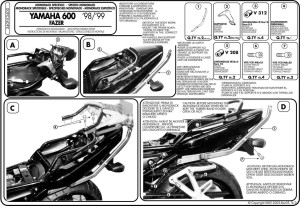 Kappa K3400 Stelaż kufra centralnego Yamaha FZS 600 Fazer (98-03)