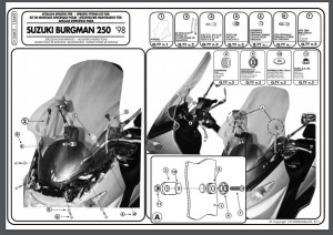 Givi D156KIT Kit montażowy szyby 156DT Suzuki Burgman 250 400 (98-02) / Business (01-03)