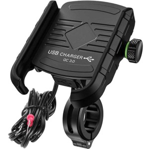 Uchwyt motocyklowy z ładowarką do telefonu - R9-metal USB QC