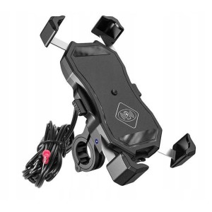 Uchwyt motocyklowy z ładowarką do telefonu - R13W Wireless - USB QC - 2in1