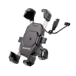 BIKETEC PRO UCHWYT MOTOCYKLOWY NA TELEFON DUAL Z ŁADOWARKĄ INDUKCYJNĄ I USB-C
