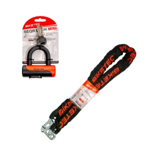 BIKETEC SEQR ZESTAW ŁAŃCUCH 2M, OCZKO 14MM + SEQR KŁÓDKA NA KLUCZ