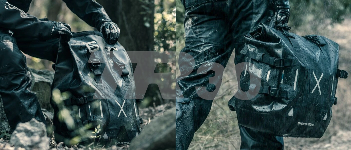 Sakwy Shad TR30 w deszczowym terenie