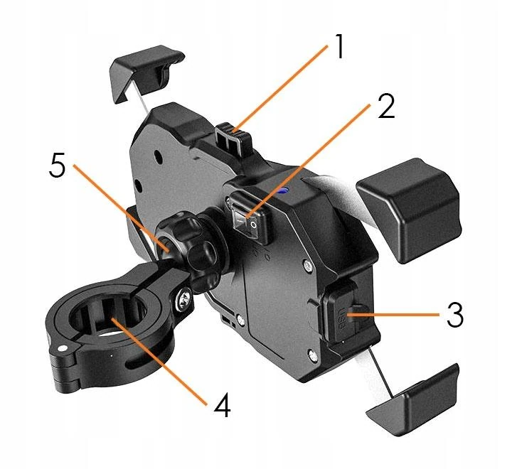 Elementy uchwytu motocyklowego R13W Wireless - USB QC – 2in1