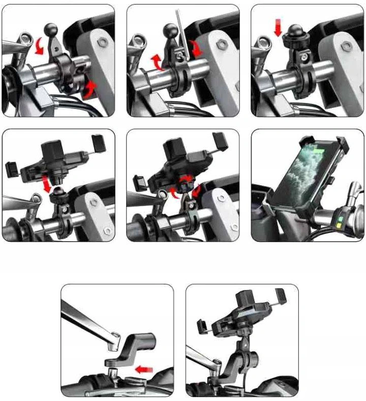 Dwa sposoby mocowania uchwytu do kierownicy